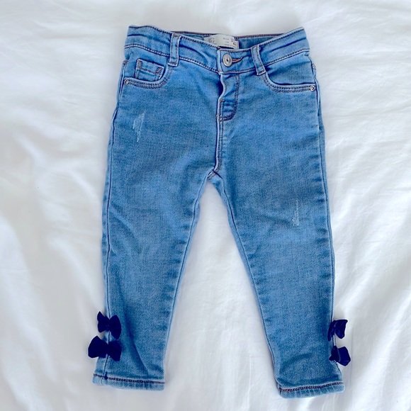 Zara Bottoms Zara Baby Girl Skinny Jeans With Bow Denim Poshmark